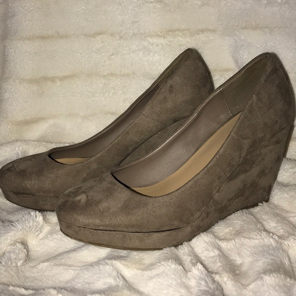 Tan suede wedges